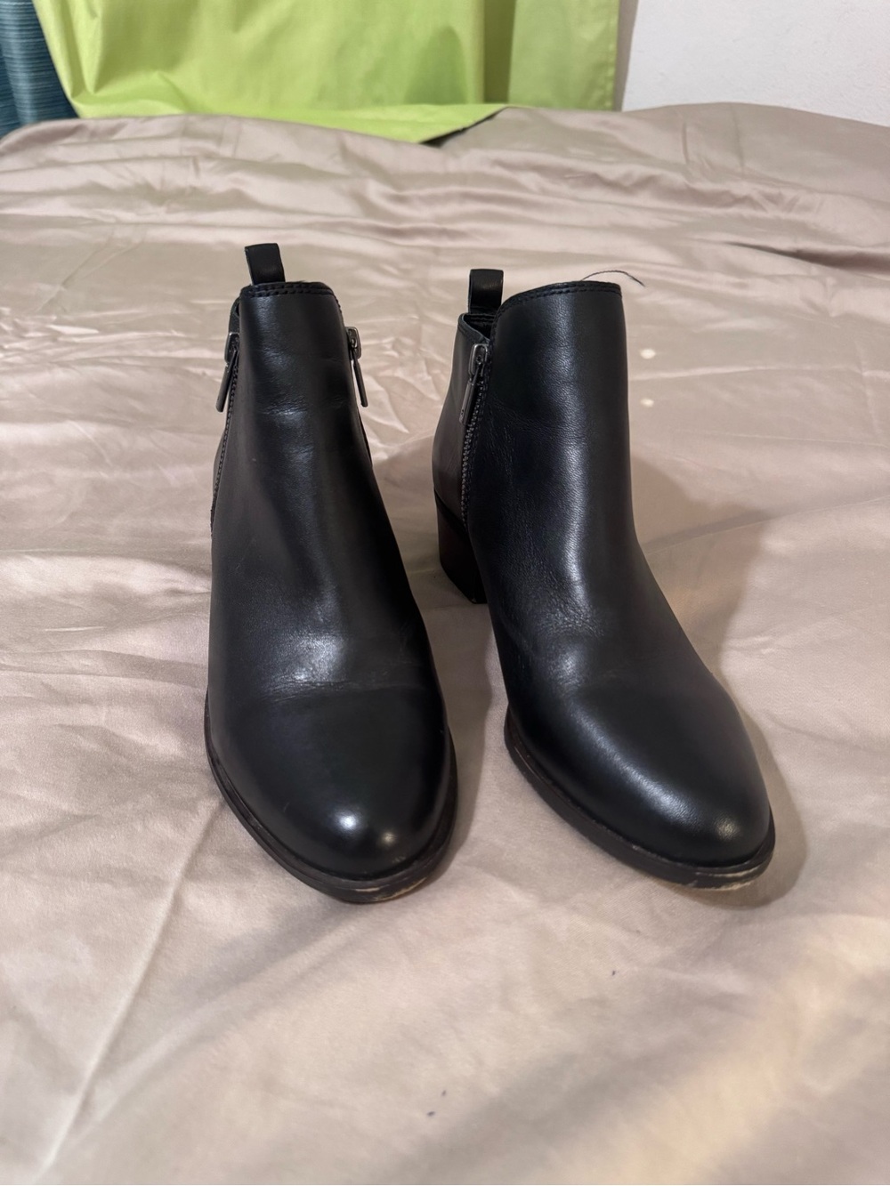 Lucky Brand Black Leather Ankle Booties with Side Zip